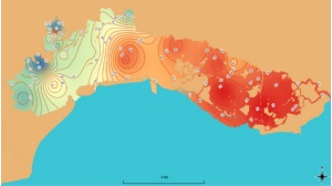 Interpolazione dei valori medi di salinità (2013-2020) nella laguna di Marano e Grado.