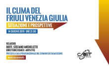 contenuto parziale della locandina dell'evento “Il clima del Friuli Venezia Giulia - Situazione e Prospettive” del 14 giugno 2019 a Talmassons