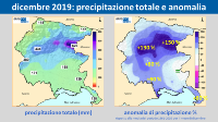 mappe della precipitazione (totale e anomalia) di dicembre 2019 in FVG