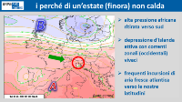 slide: “i perché di un’estate (finora) non calda“ con mappa situazione in quota al 08/07/2020